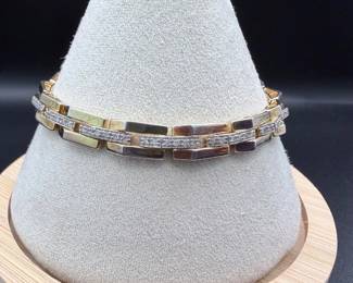 Mid-Century Modern Gold & Diamond Double-Row Bracelet – MCM Fine Estate Jewelry