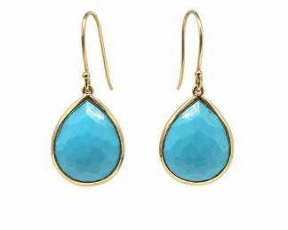 Ippolita 18K Yellow Gold & Natural Turquoise Teardrop Earrings – Italian Designer Fine Jewelry