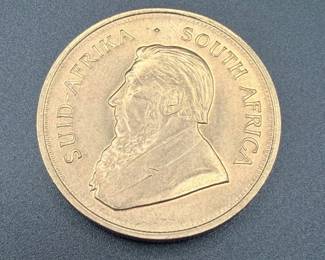 1975 South African 1 Oz Gold Krugerrand – 22K Gold Bullion Coin – 1 Troy Oz Pure Gold – 1.092 OZT Estate Gold
