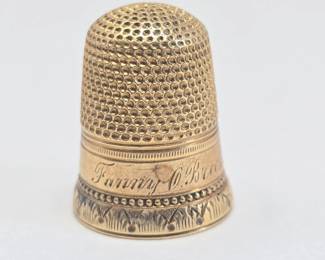 Antique 14K Gold Hand-Engraved Thimble – Fine Sewing Collectible