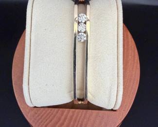 John Atencio “Lines” 14K Yellow Gold Three-Diamond Bangle Bracelet – Approx. 0.95 CTW
