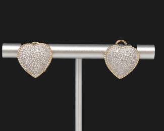 14K Yellow Gold Pavé Diamond Heart Earrings – .19 CTW – Gemologist Examined