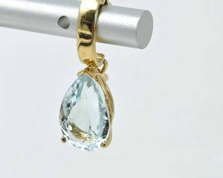 Gold & Aquamarine Faceted Teardrop Pendant – Fine Estate Jewelry
