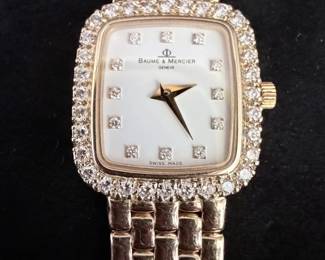 Baume & Mercier Genève Gold & Diamond Ladies Watch – Diamond Bezel & Diamond Dial – Swiss Luxury Estate Timepiece