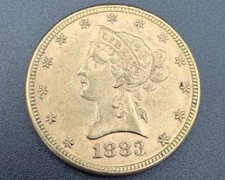 1883 $10 Liberty Head Gold Eagle – Pre-1933 U.S. 90% Gold Coin – .538 OZT Antique Family Estate Gold