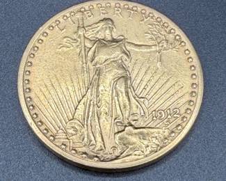 1912 $20 Saint-Gaudens Double Eagle Gold Coin – Pre-1933 U.S. Gold – 1.07 OZT Estate