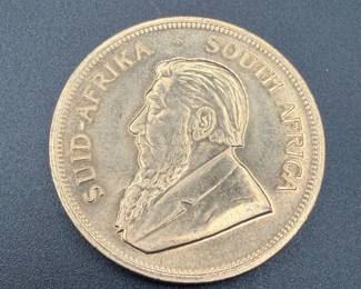 1980 South African 1 Oz Gold Krugerrand – 22K Gold Bullion Coin – 1 Troy Oz Pure Gold – 1.092 OZT Estate Gold