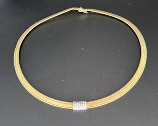 Roberto Coin 18K Gold & Diamond Woven Necklace – Signature Ruby – Italian Designer Estate Fine Jewelry