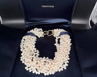 Tiffany & Co. Paloma Picasso Multi-Strand Pearl Choker Necklace – Designer Estate Jewelry with Tiffany Box