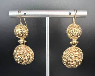 Grazia Italy 18K Yellow Gold Etruscan Revival Lion Mask Dangle Earrings – Italian Fine Jewelry