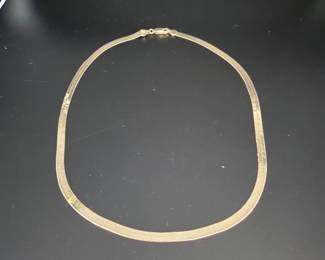 Classic Gold Herringbone Necklace – Sleek Italian-Style Flat Chain – .300 OZT – Family Estate Fine Jewelry
