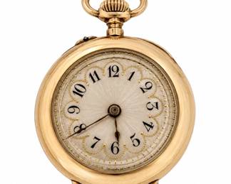 Antique 14K Gold Ladies’ Pendant Watch – Open-Face Mechanical Watch – Running