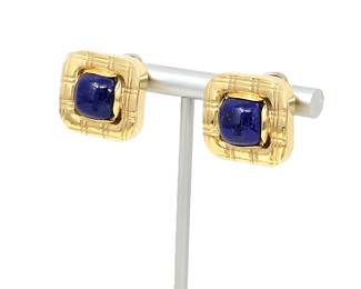 Italian 14K Gold & 7.52 CT Natural Lapis Lazuli Statement Earrings – Gemologist Examined