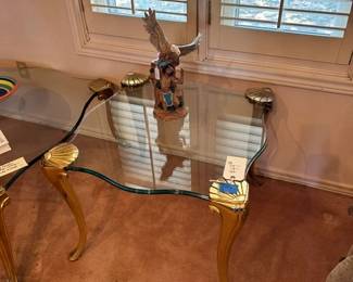 MCM glass/brass end, coffee tables 