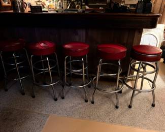 Vintage Red Bar Stools from a Roadhouse Restaurant and Bar