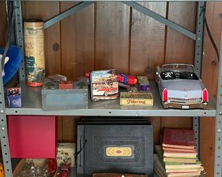M&M collectibles, 1940s toys and books, 1920s and 1930s photo albums