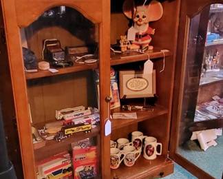 Collectibles in 2-Door Display Case