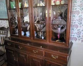 Ethan Allen China Cabinet with Bubble Glass