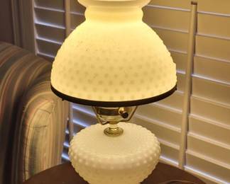 Vintage Hobnail Milk Glass Hurricane Lamp