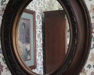 Wood Carved Oval Mirror