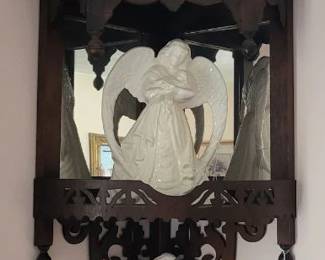 Gothic Revival Style Carved Wood Corner Shelf