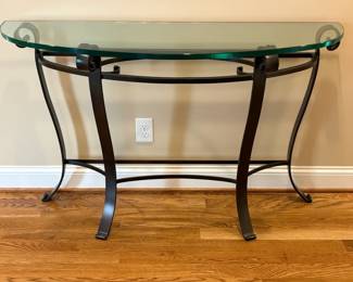 Wrought Iron Console Table With Glass Top