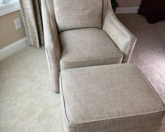 Jessica Charles Upholstered Swivel Chair and Ottoman
