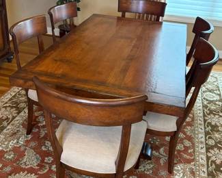Wood Dining Table and Six Chairs