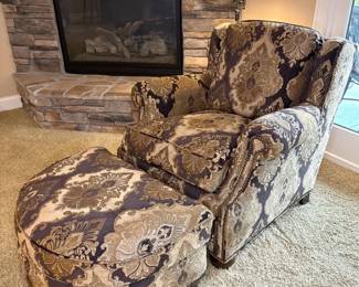 Taylor King Wingback Upholstered Chair and Ottoman