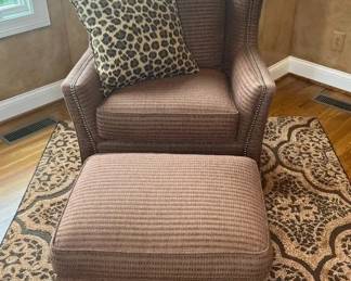 Smith Brothers Wingback Upholstered Chair and Ottoman