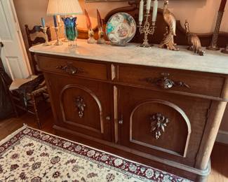 Antique marble top buffet