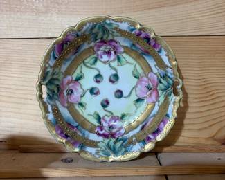 Antique Nippon Hand-Painted porcelain bowl with Moriage and gold gilt