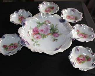 Antique Scalloped Dishes with Roses