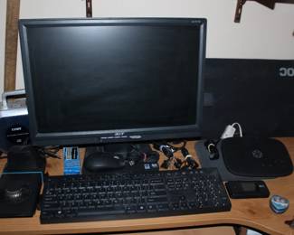 Acer Monitor, Coby Radio, Keyboard
