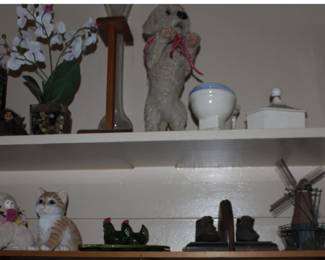 Egg Dish with Chickens, Poodle, Figurines, VHS Tapes