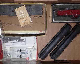 Four Train Cars, RR Signal Lights, Boat