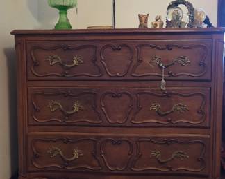 French Province Loius VX Style Fruitwood Triple Dresser