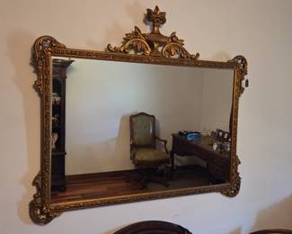 Hollywood Regency Large Ornate Gold Gilt Mirror