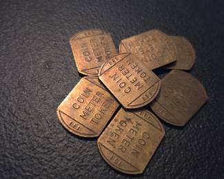 Antique Brass Coin Meter Tokens