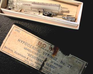 Antique Glass Syringe In Box