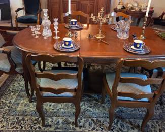 Vintage Wooden Table & Chairs With Extension Leaf