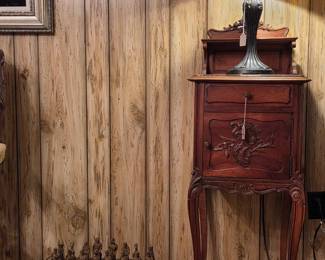 19th Century French Walnut Marbletop Bedside Cabinet With Carved Door