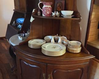 Vintage Louis XV-Style Mahogany Corner China Hutch