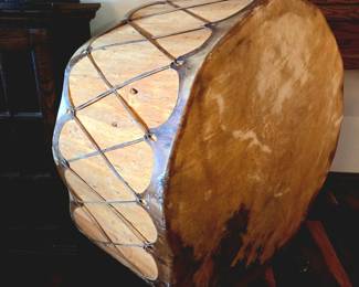 Large Double Headed Native American - Style Log Drum