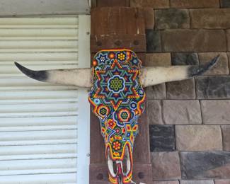 Huichol Handbeaded Bull Skull