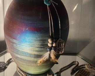 Vintage 1970s Sterling Navajo Squash Blossom Necklace 