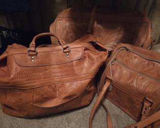 Hand Tooled Leather Luggage