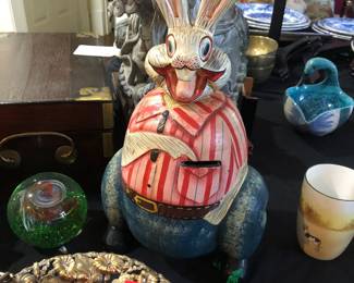 Folk art style gourd bunny bank
