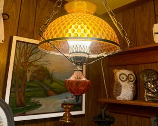 Vintage Amber Swag Lamp