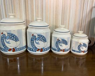Vintage Ribbon Geese Canisters
